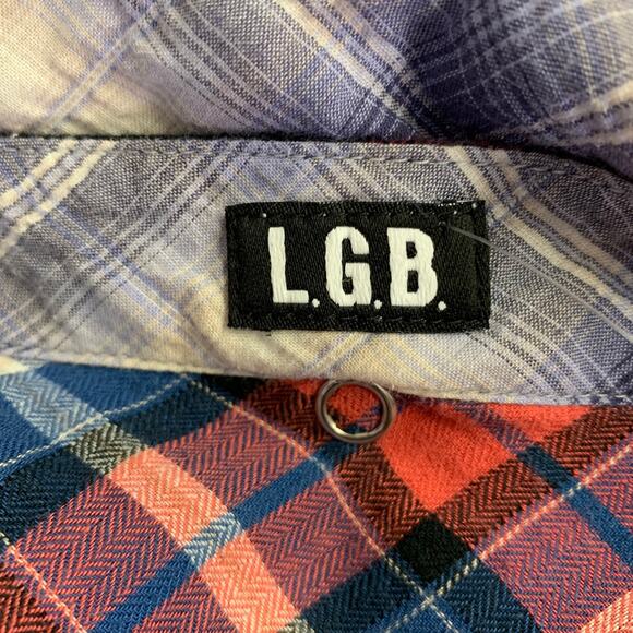 L.G.B Size 2 Red Blue Cotton Blend Plaid Shirt Dress - Picture 7 of 8